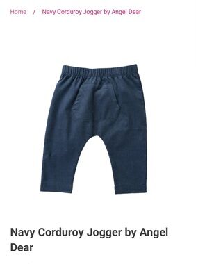 Angel Dear Navy Corduroy Joggers with Front Patch Pocket
